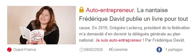 je suis auto entrepreneur interview ouest france frederique david par elisabeth bureau