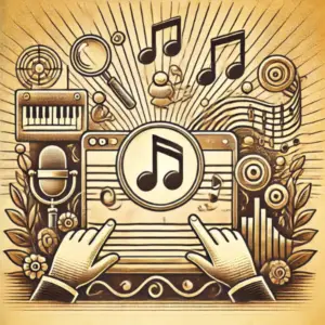 Illustration vintage représentant l'accessibilité et la conformité web, avec des symboles d'inclusivité intégrés autour d'une page web - services site web