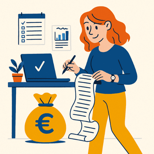 Illustration du quotidien d'un autoentrepreneur dans sa gestion admnistrative