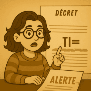Illustration d’une femme signalant l’absence des indépendants dans un texte officiel.
