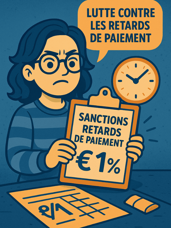 Mon avatar brandit une planche sur les retards de paiement interentreprises.
